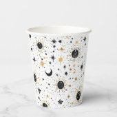 Sonnenmondstars aus Schwarz und Gold Pappbecher (Rückseite)