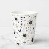 Sonnenmondstars aus Schwarz und Gold Pappbecher (Vorderseite)