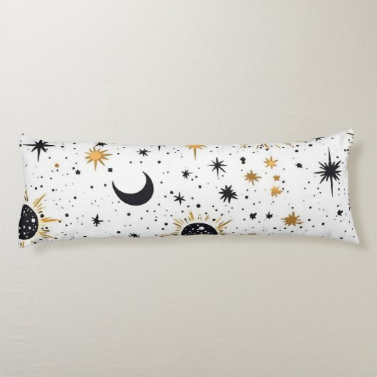 Sonnenmondstars aus Schwarz und Gold Seitenschläferkissen (Rückseite)
