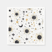 Sonnenmondstars aus Schwarz und Gold Serviette (Vorderseite)