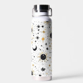 Sonnenmondstars aus Schwarz und Gold Trinkflasche (Rückseite)