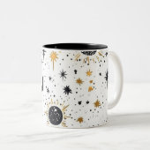 Sonnenmondstars aus Schwarz und Gold Zweifarbige Tasse (VorderseiteRechts)