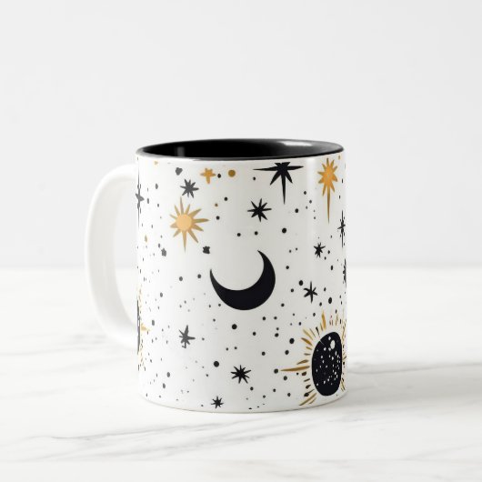 Sonnenmondstars aus Schwarz und Gold Zweifarbige Tasse (Vorderseite Links)