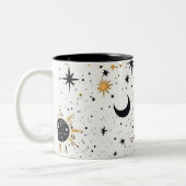 Sonnenmondstars aus Schwarz und Gold Zweifarbige Tasse (Links)