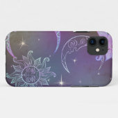 Sonnenmondstars lila Retro-Boho-Chic Case-Mate iPhone Hülle (Rückseite (Horizontal))