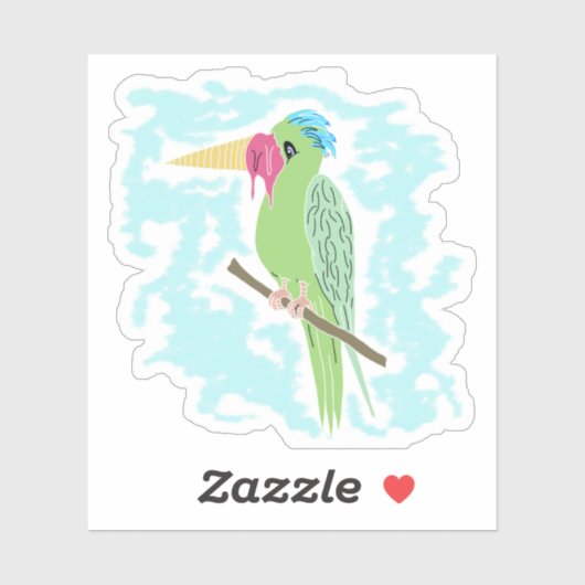 Sonnenpapagei mit Eiscreme Aufkleber (Blatt)