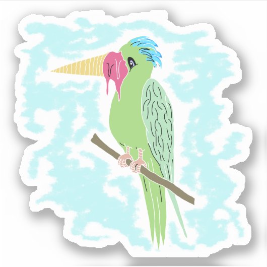 Sonnenpapagei mit Eiscreme Aufkleber (Vorderseite)