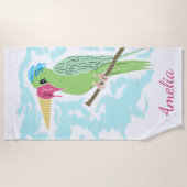 Sonnenpapagei mit Eiscreme Zeichnend Strand Strandtuch (Vorderseite)