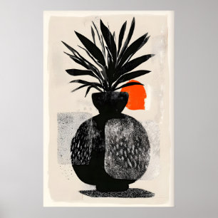 Sonnenpflanze Wandkunst Fette Silhouette, Orange B Poster