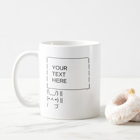 Sonnenprotestzeichen / Anpassbare ASCII-Textkunst Kaffeetasse (Mit Donut)