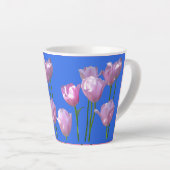 Sonnenrosa Tulpen Kruste. BC Blue Latte Tasse (Rechte Ecke)