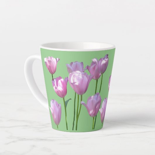 Sonnenrosa Tulpen Kruste. BC Green Latte Tasse (Linke Ecke)