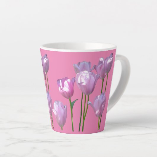 Sonnenrosa Tulpen Kruste. BC Pink Latte Tasse (Rechte Ecke)