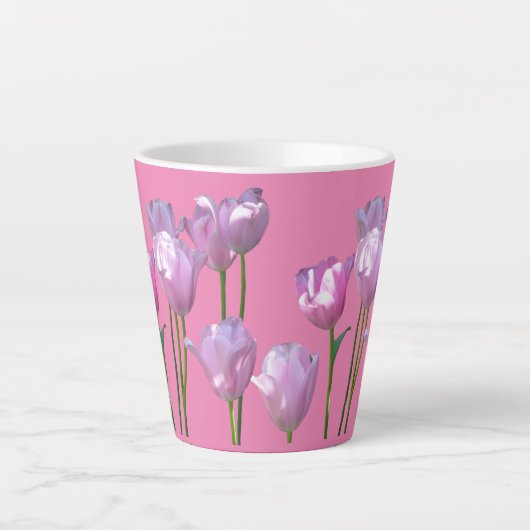 Sonnenrosa Tulpen Kruste. BC Pink Latte Tasse (Vorderseite)