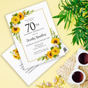 Sonnens Blumen-Geburtstagseinladung zum 70.  Postkarte