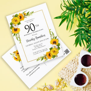 Sonnens Blumen-Geburtstagseinladung zum 90. Postkarte