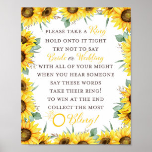 Sonnens Blumen Hochzeitsshower Spiel Schild