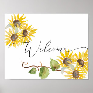 Sonnens Blumen Willkommensschild - Hochzeit oder B Poster