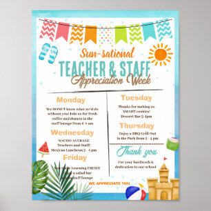 Sonnensationaler Lehrer Lehrerauswertungswoche Poster