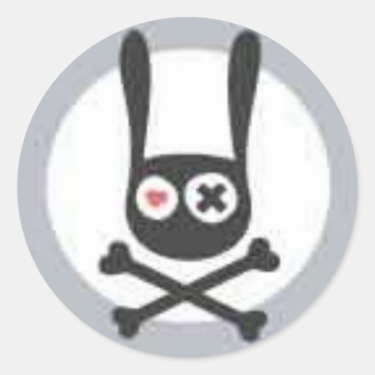 Sonnenschädel und Kreuzknochen mit Herz und X Auge Runder Aufkleber (Vorderseite)