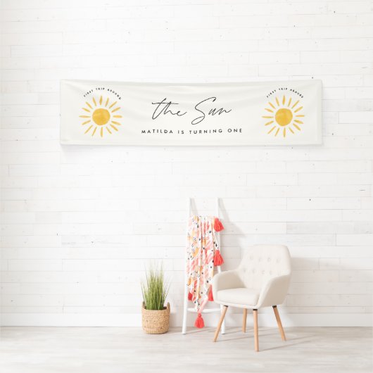 Sonnenschein 1. Geburtstag Aquarell Gelb Banner (InSitu)