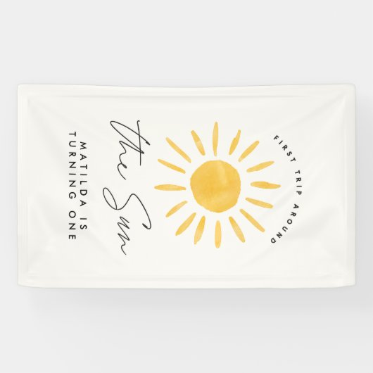 Sonnenschein 1. Geburtstag Aquarell Gelb Banner (Horizontal)