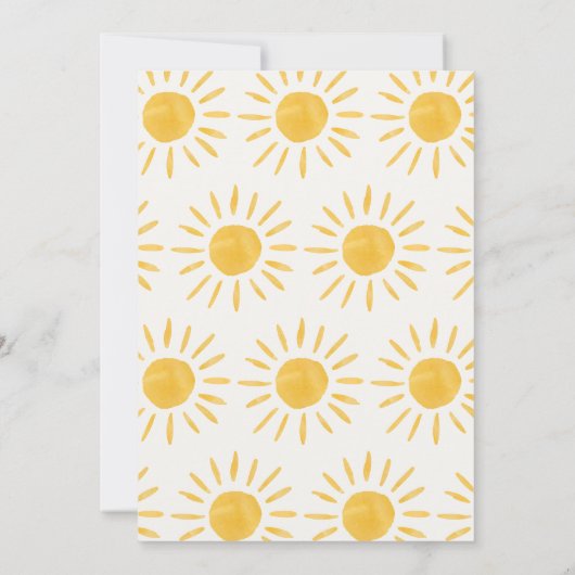 Sonnenschein 1. Geburtstag Aquarell Gelb Einladung (Rückseite)