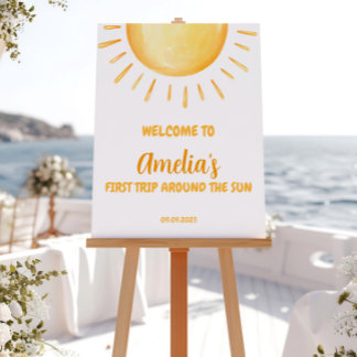 Sonnenschein 1. Geburtstag Begrüßungszeichen Poster