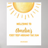 Sonnenschein 1. Geburtstag Begrüßungszeichen Poster (Vorne)