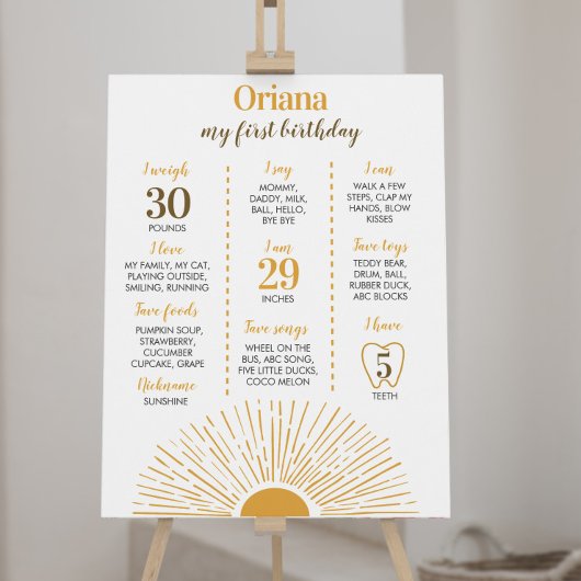 Sonnenschein 1. Geburtstag Milestone Zeichen Poster