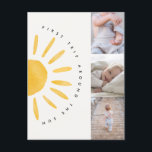 Sonnenschein 1. Reise um die Sonne Geburtstag einl Postkarte<br><div class="desc">Sunshine 1. Geburtstag Aquarell Sonne Gelb moderne elegante Multi-Foto Geburtstag einladen.</div>