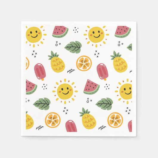 Sonnenschein, Ananas, Wassermelonen, Orangen Serviette (Vorderseite)