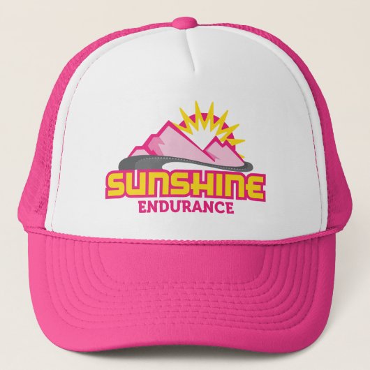 Sonnenschein-Ausdauer-Rosa-Logo-Retro Truckerkappe (Vorderseite)
