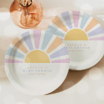 Sonnenschein Baby Dusche kommen hier die sonnenros Pappteller<br><div class="desc">Sunshine Baby Shower Here Come The Sun Pink Rays Paper Teller Alle Designs sind © PIXEL PERFECTION PARTY LTD</div>