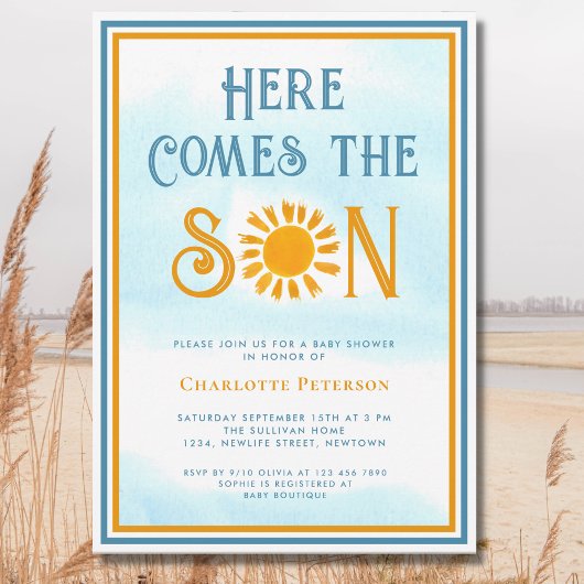 Sonnenschein Baby-Dusche kommt der Sohn Einladung
