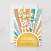 Sonnenschein Baby-Dusche kommt hier der Sohn Einladung (Vorderseite)