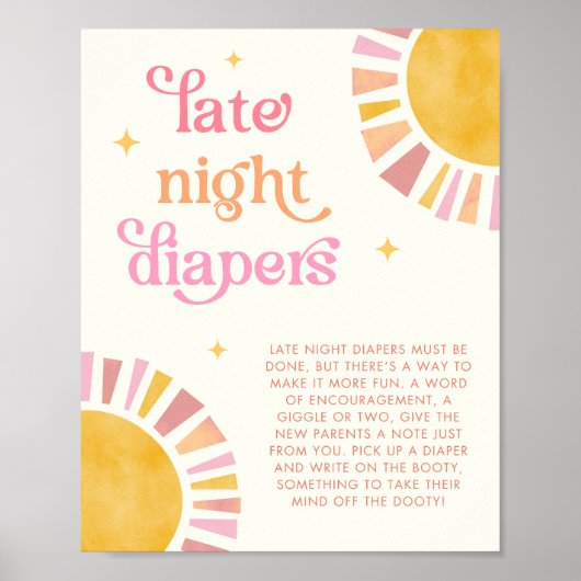 Sonnenschein Baby Dusche Spate Night Diapers Spiel Poster (Vorne)