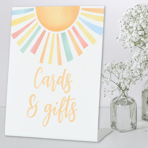 Sonnenschein-Baby-Einladungskarten und Geschenke Sockelschild