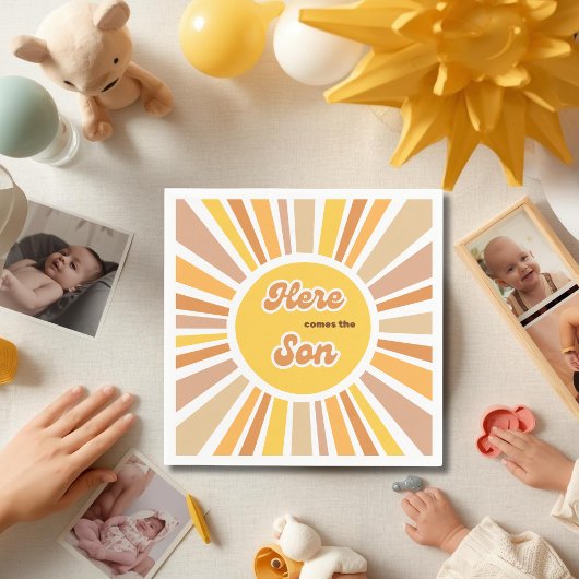 Sonnenschein-Baby-Party Boho Retro Gelbe Sonne Serviette