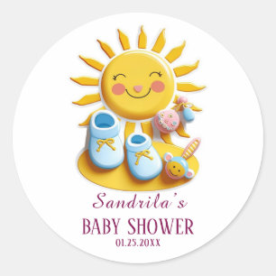 Sonnenschein-Baby-Party Runder Aufkleber