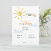 Sonnenschein-Babydusche Einladung (Stehend Vorderseite)