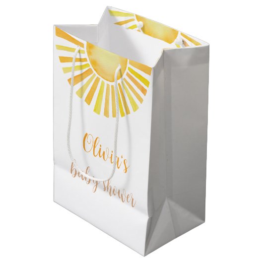 Sonnenschein Babydusche Mittlere Geschenktasche Geschenktüte (Vorderseite Schrägansicht)