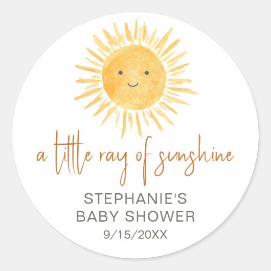 Sonnenschein-Babydusche Runder Aufkleber (Vorderseite)