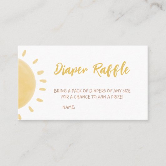 Sonnenschein-Babydusche-Windeln-Windeln Visitenkarte (Vorderseite)