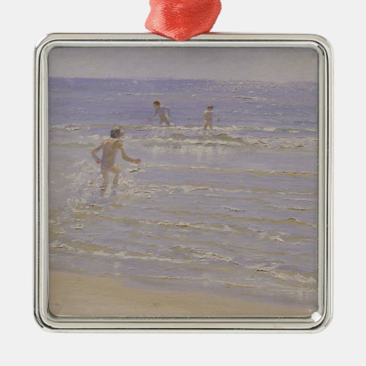 Sonnenschein bei Skagen: Schwimmende Jungen, 1892 Silbernes Ornament (Vorne)