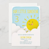 Sonnenschein-blauer Himmel bewölkt Geburtstag Einladung (Vorne/Hinten)