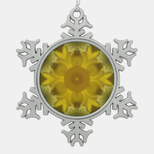 Sonnenschein-Blumen-Ausbruch Golden Schneeflocken Zinn-Ornament