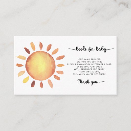 Sonnenschein-Bücher für Babytickets Begleitkarte (Vorderseite)