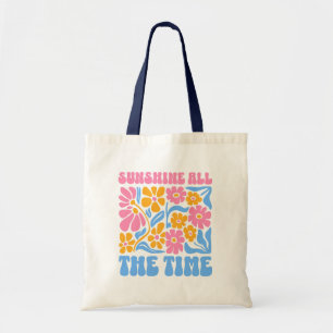 Sonnenschein die ganze Zeit Retro Floral Groovy Bo Tragetasche