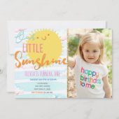 Sonnenschein Einladung zum ersten Geburtstag mit F (Vorderseite)